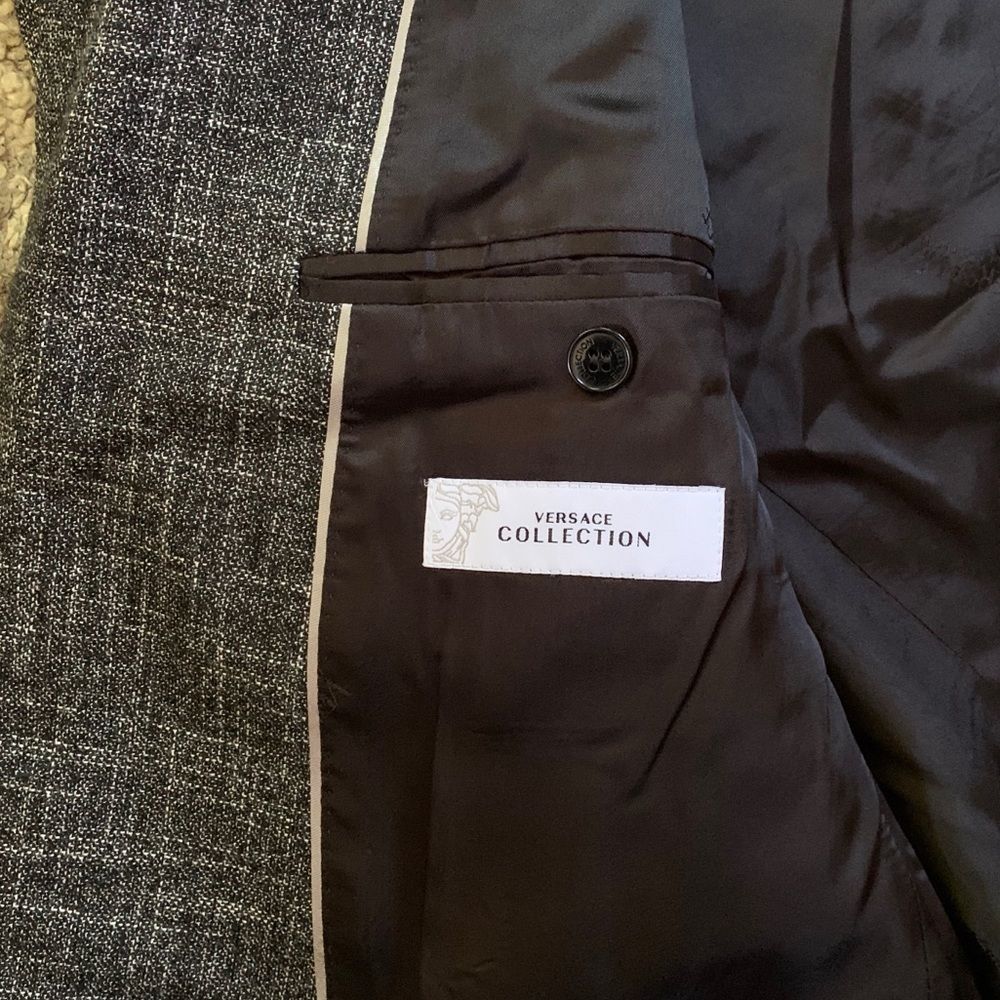 Versace Collection Heather Black Wool Blazer 44 - image 3